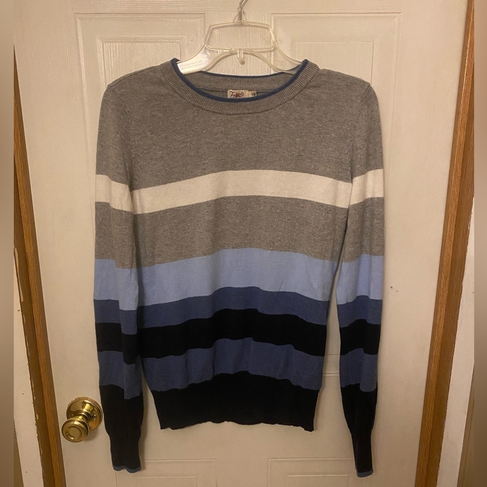 Faherty Striped Crewneck Cashmere Blend Sweater